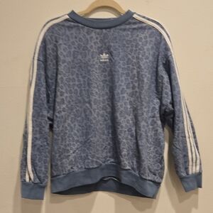 Adidas Men's Blue Leopard Print Crewneck Sweater